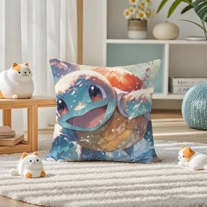 Bandai | Pokemon Lapras Anime Plush Pillow Cover Soft Short Plush Cushion Cover For Sofa Bedroom Home Decor Gift Decoration