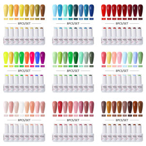 Clou Beaute 8/10pcs Nail Gel Polish Kit UV Color Nail Glue 15ml Nail Polish Glitter Varnish Semi Permanent Gellack Art