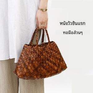 กระเป๋าถือผ้าใบทรงสีลูกกวาดสไตล์ฝรั่งเศส SasaDragon กระเป๋าสะพายไหล่หนังวัวสำหรับผู้หญิง สไตล์วินเทจอเนกประสงค์