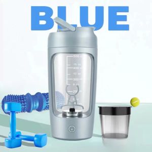 Portable Electric Shaking Cup Fitness Water Cup Large Capacity Milkshake Cup with Scale Charging Auto Stirring Macaron Style
