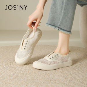 Josiny | Breathable Casual Slip-on Canvas Platform White Shoes
