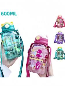 1PC 650ml Kids Water Sippy Cup Cartoon Animal Kids Water Bottle with Straw and Handle Portable Drinking Bottle Cup Children