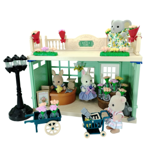 Girls kids Toys Miniature Dollhouse Furniture Shopping PlaySet DIY Family Games Supermarket Flower Store Pretend Toys