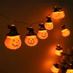 59.06in Halloween Pumpkin Fairy Lights Warm White 10LED Festival String Lights Battery Powered Room Holiday Decoration