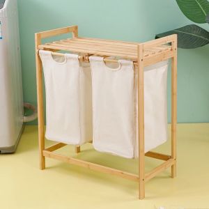 IDEAHOMES Modern Wood Laundry Hamper - Stylish Storage - Team Kahoy