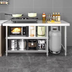 MUZU โต๊ะวางเตาแก๊ส โต้ะสแตนเลส ชั้นวางเตาแก๊ส รับน้ำหนักได้กว่า 500KG ไม่ขึ้นสนิม 100% ใหญ่และหนาขึ้น ประหยัดพื้นที่ ทำความสะอาดง่าย