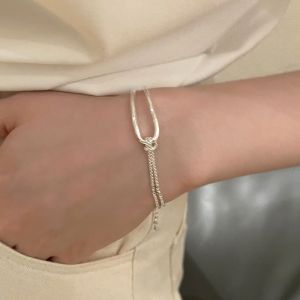 Elegant Silver Bracelet Womens Simple Stylish Stackable Fashion Jewelry Dainty Trendy Design High-End Feelment Beautiful to Wear