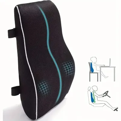 1pc Memory Foam Car Seat Cushion for Office and Gaming Chairs - Supports Lumbar and Waist - Soft and Comfortable