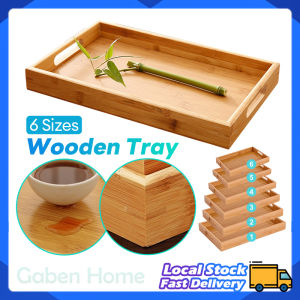 Bamboo Serving Tray with Handle Rectangular Wooden Storage Tray Coffee Kung Fu Tea Cup Tray Bread Fruit Dinner Food Plate 竹木托盘