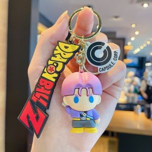 Bandai | Dragon Ball Keychain PVC Cartoon Anime Figure Trunks Son Goku Piccolo Buu Vegeta Action Figures Key Chain Keyring Bag Pendant