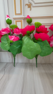 Cành hoa sen giả quan âm trang trí đầy đủ hoa lá đài sen giá tốt nhất - Sản xuất tại Việt Nam