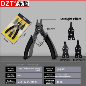 4 in 1 Red Retaining Ring Pliers For Axle Use Internal and External