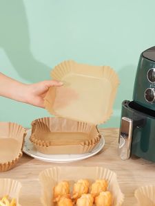 Set 50 Giấy nến lót nồi chiên không dầu Khay lót nồi chiên hình vuông 16cm chống thắm dầu mỡ cực tốt EC Life 0828