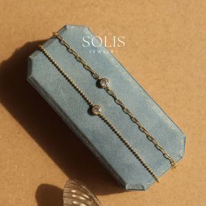 18K Gold Simple Zircon Diamond Beaded Chain Bracelet • Waterproof Non-Fade • 316L Stainless Titanium Steel Bracelets For Women Friendship BR412