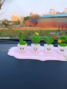 Simulation Cactus Ornament Artificial Resin Mini Potted Love Shape Creative Car Home Decor Ornament
