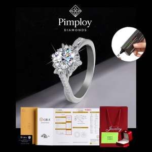 แหวนเพชรโมอีส - รุ่น Oval ขนาด 1.5 กะรัต เงิน92.5% ชุบทองคำขาว พร้อมใบเซอร์