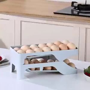 30 Grid Egg Tray Three Layer Egg Storage Box Organizer Rack Container Automatic Flip Transparent