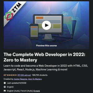 Web Developer Masterclass: Zero to Mastery
