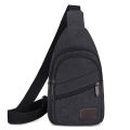 Casual Canvas Mens Chest Crossbody Outdoor Shoulder Bag Small Size Zipper Closure Interior Pocket. 