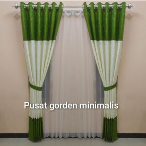 gorden korden hordeng  jendela dan pintu model semokring ring 12 kombinasi 2 warna motip pulkadot
