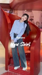 Áo sơmi croptop tay dài kẻ sọc thêu chữ nhỏ trước ngực xinh xắn - 247StoreFashion