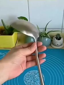 MOLORE | Stainless Steel Cooking Spoon Long Handle Wooden Grip Food Grade