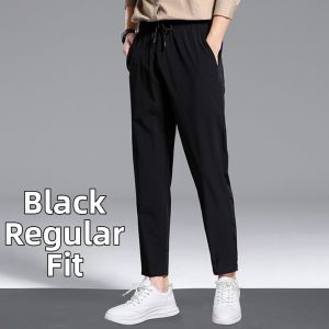Summer Mens Ice Silk Loose Straight Pants Quick Drying
