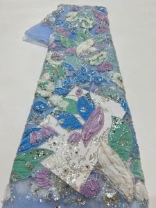 OLEVO | High-End Luxury French Embroidery Heavy Groom Beads Lace Fabric Withs Sequins 5 Yards High Quality Materiel for Party AT2893
