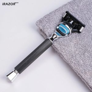 Dao Cạo An Toàn iRAZOR 5 Lưỡi Dành Cho Nam Dao Cạo Thủ Công Dụng Cụ Chăm Sóc Râu Với Tay Cầm Đen Có Vân.