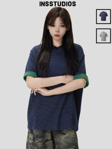 Deconstructed Two-tone Stripe T-shirt