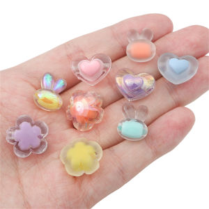 Nhựa hạt bằng acrylic tim hoa charm hạt đệm rời cho vòng cổ vòng tay Keychain DIY Phụ kiện làm đồ trang sức