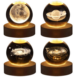 Glow-in-the-Dark LED Crystal Ball Night Light with 3D Engraving for Kids and Living Space Decor