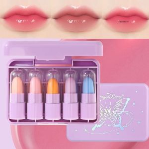 Bộ 5 Son Dưỡng Môi Mini Dưỡng Ẩm Đổi Màu Di Động Son Bóng Dễ Thương Thu Đông Chăm Sóc Môi Dưỡng Ẩm Nhẹ Nhàng Dưỡng Chất