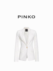 PINKO Womens Slim Fit One Button Notch Lapel Suit with Embedded Pocket Elegant Style Commute Casual Long Sleeve Pure Color
