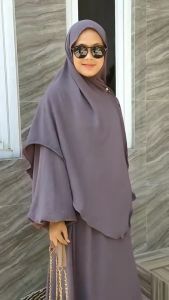 KV.GROSIR Gamis Syari Wanita Kekinian plus Hijab Syari Muslimah terbaru Ginea | Dress Wanita Dewasa Melayu Look Polos Crinkle Airflow
