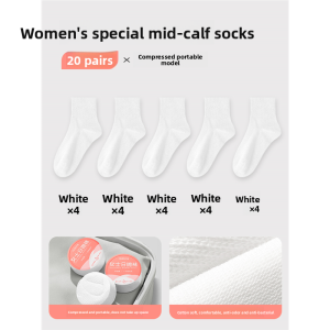 MONLEYTA | Disposable Cotton Socks Womens Pure Cotton Compression Travel Anti-Odor Mid-Calf Portable Short Socks No Wash Travel Supplies