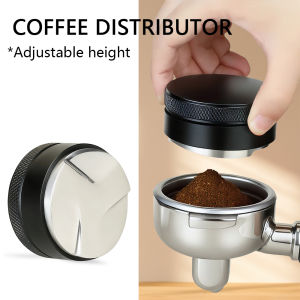 Coffee Distributor Espresso Distribution Tool/Leveler 3 Angled Slopes Adjustable Palm Tamper Fits 51/53/58mm Portafilter