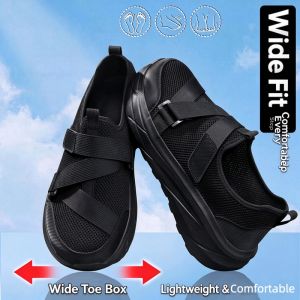 SUPERLI Wide Toe Men Sneakers Mesh Breathable Casual Walking Slip-On Men Shoes Big Size 39-48