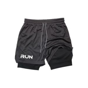 Mens 2-in-1 Running Shorts Quick Dry Summer Double-Layer Athletic Compression Gym Workout Jogging Harajuku Towel Loop Shorts