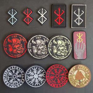 Viking Compass Berserker Rune Applique Embroidery Morale EmblemThe Warrior Of Norse Viking PVC Patches Military Tactical Badges