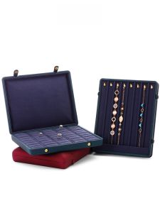 Button Clasp Jewelry Box Ultra-Leather Bracelet Pendant Necklace Storage Box Gift Box for Viewing And Storing Accessories