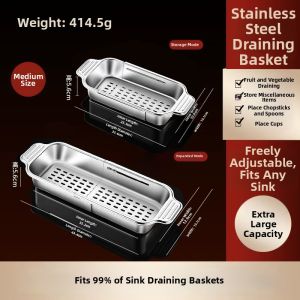 CHUANGSHUNFU | Stainless Steel Expandable Sink Drain Rack