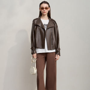 AMII | Vintage British Style Slim-fit PU Jacket