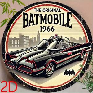 CIFbuy | Tranh Treo Tường Batmobile Cổ Điển 8x8 Inch Chống Nước Bền Làm Bằng Kim Loại Nhôm Trang Trí Phòng Game Phòng Nghỉ Nam Nhà Cửa.