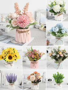 Scandinavian Teachers Day Gift Decoration Dining Table Pot Floral Coffee Table Flower Bouquet Decoration Fake Flower and Greenery Pot Artificial Flower