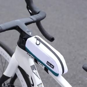 1Pcs Shockproof Bicycle Front Frame Bag Waterproof Hard Shell Top Tube Pouch for Outdoor Cycling Green White
