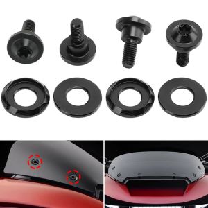 4 Pcs Motorcycle Black Fairing Windshield Screw Bolts Caps Metal Accessories For Harley Touring Road Glide CVO/SE FLTRXSE 23-24