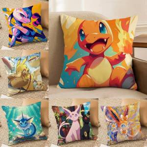 Bandai | Pokemon Legendary Trio Anime Plush Pillow Cover Soft Short Plush Cushion Cover For Sofa Bedroom Home Decor Gift