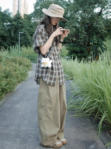 Summer Casual Sports Wear Set Womens Loose Short Sleeve Cotton Shirt And Pants Two-Piece Suite Youthful Style Comfortable Fit