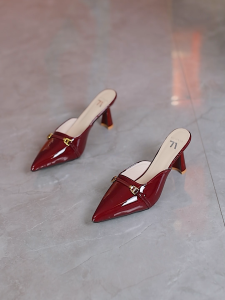 Venalisa Fashion Womens high heel sandals Shiny leather Pointed 3 inches Soft comfortable Office wo